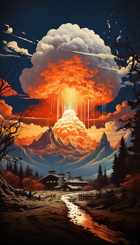 Download this image for Free on Zwin.io Mushroom Cloud Drawing, Mushroom Cloud Art, Nuclear Explosion, Mushroom Cloud, Reference Pics, Cloud Wallpaper, Pop Art Style, Cloud Drawing, Diy Art Painting