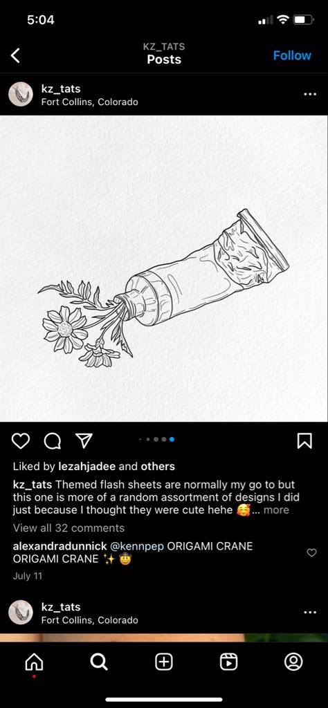 Paint Tube Tattoo, Paint Tube, Flower Paint, Paint Tubes, Piercing Inspo, Floral Drawing, Tattoo Sleeve, Test Tube, Flower Tattoos