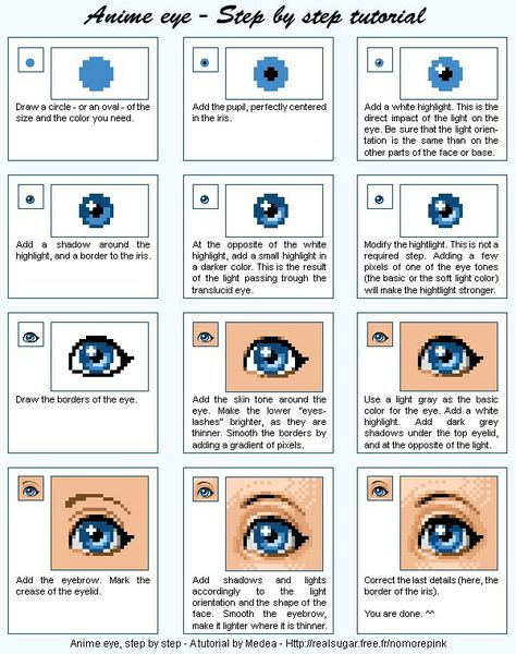 Pixel eye Pixel Eyes Tutorial, Pixel Art Eyes Tutorial, Art Eye Tutorial, Pixel Art Eyes, Pixel Tutorial, Pixel Reference, Pixel Art Landscape, Eyes Game, Pixel Characters