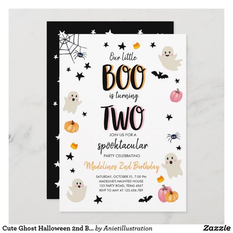 Katie White, Halloween First Birthday, Halloween Birthday Party Invitations, Halloween Birthday Invitations, 1st Birthday Party Invitations, 2nd Birthday Invitations, Girl 2nd Birthday, Birthday Halloween Party, Halloween Party Invitations