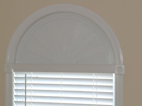 Arched Window Covering : 5 Steps (with Pictures) - Instructables Rounded Window Curtains, Half Circle Window, Arched Window Coverings, Diy Window Shades, Arched Window Treatments, Shaped Windows, Black Interior Doors, Window Inserts, Diy Shutters