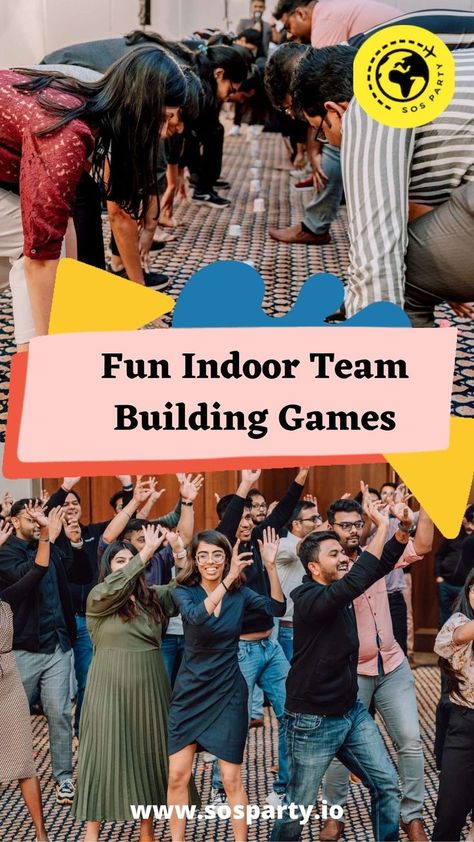 Fun Indoor Team Building Games Office Team Building Games, Indoor Team Building Games, Quick Team Building Activities, Indoor Team Building Activities, Office Team Building Activities, Team Bonding Games, School Team Building Activities, Indoor Team Building, Office Team Building