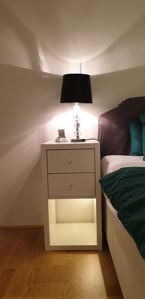 Kallax As Bedside Table, Ikea Kallax Bedside Table, Kallax Bedside Table Hack, Kallax Nightstand Bedside Tables, Bedside Table High Bed, Kallax Hack Nightstand, Night Table Ikea, Ikea Kallax Nightstand, Kallax Nightstand Hack