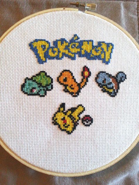 Starter Pokemon Cross Stitch - Imgur 90s Cross Stitch, Pikachu Cross Stitch, Game Cross Stitch, Pokemon Cross Stitch Patterns, Starter Pokemon, Geek Cross Stitch, Pokemon Cross Stitch, Pokemon Pattern, Stitch Sewing