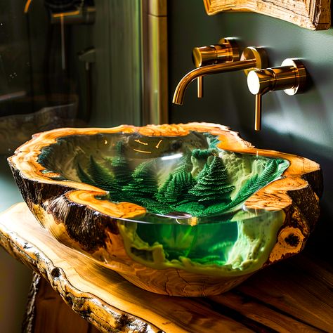 Sink into Serenity: The Allure of Epoxy Nature Sinks in Home Design - ArtistryApex.com Epoxy Resin Bathroom Sink Diy, Epoxy Resin Bathroom, Epoxy Sink, Sink Diy, Bathroom Sink Diy, Resin Bathroom, Wilderness Retreat, Stylish Interior Design, Stylish Interior