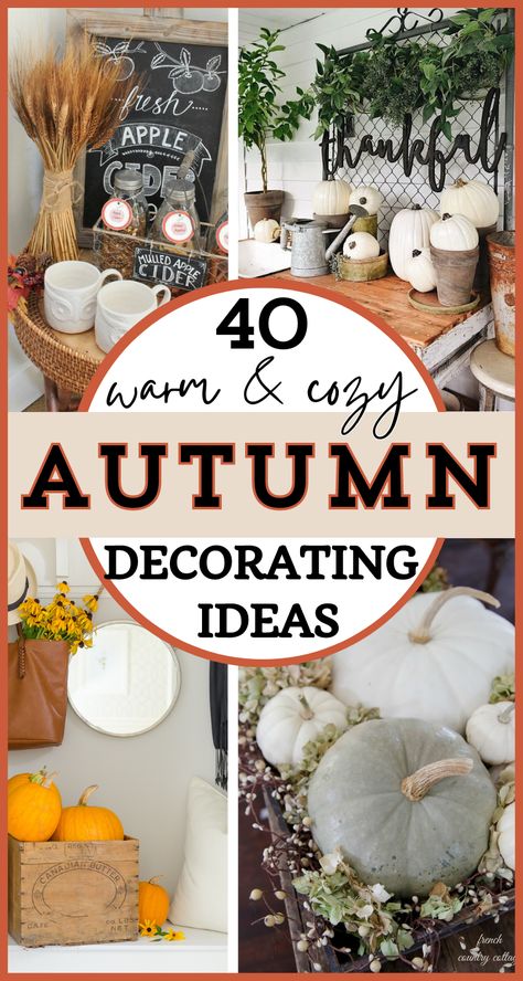 If you love to decorate for fall, you're going to LOVE this inspiration! Here are 30+ fall decor ideas off their mantels, living rooms, console tables, dining areas and kitchens, tablescapes, entry ways and more! Gorgeous modern farmhouse styling that is so easy to imitate in own your fall home decor! Come be inspired by these autumn decorating ideas just perfect for a cozy fall home! Being inspired to create the ideal fall aesthetic at your own house! Fall Small House Decor, Simple Fall Farmhouse Decor, Fall Built In Decor, Decorate House For Fall, Dining Room Fall Decorating Ideas, Fall End Table Decor Ideas, Fall Sideboard Decor, When To Decorate For Fall, Fall House Decor Indoor Living Room