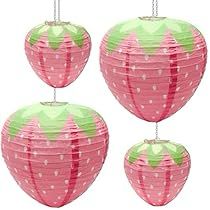 Strawberry Lantern, Strawberry Paper, Lantern Decorations, 3d Strawberry, Hanging Paper Lanterns, Strawberry Party, Paper Lantern, Lanterns Decor, Paper Lanterns