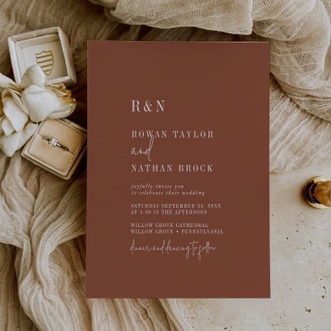 $2.77 | Modern Chic Terracotta Rust Monogram Wedding - unique wedding invitation, bohemian monogram wedding invite, rustic monogrammed wedding invitation, boho first initials wedding stationery, simple printed wedding invitations, modern printable wedding template, classic elegant calligraphy stylish k800, desert rust earthy burnt orange, fall autumn minimalist earth tone, terracotta wedding invite Bohemian Typography, Wedding Invitation Boho, Printed Wedding Invitations, Rust Wedding, Wedding Invitations Modern, Square Wedding Invitations, Desert Boho, Chic Invitation, Desert Chic