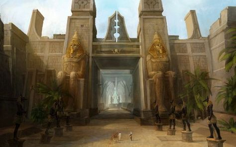 the-anunnaki-ancient-egypt Egypt Concept Art, Egyptian Painting, Egyptian Temple, Gods Of Egypt, Ancient Egypt Art, Heroic Fantasy, Egypt Art, Ancient Egyptian Art, Fantasy City