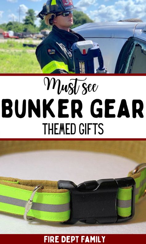 Must See 👀 Bunker Gear Gifts for Firefighters! find cool upcycled Firefighter Bunker gear gifts! Perfect gift for a firefighter. #firefighter Gifts For Firefighters Boyfriends, Wildland Firefighter Gear, Gifts For Firefighters, Firefighter Boyfriend, Firefighter Jacket, Themed Gift Ideas, Firefighter Custom, Fire Gear, Turnout Gear