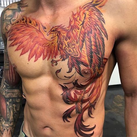 Phoenix Tattoo Men, Phoenix Back Tattoo, Best Tattoo Ideas For Men, Mens Body Tattoos, Catrina Tattoo, The Trend Spotter, Phoenix Tattoo Design, Best Tattoo Ideas, Cool Chest Tattoos