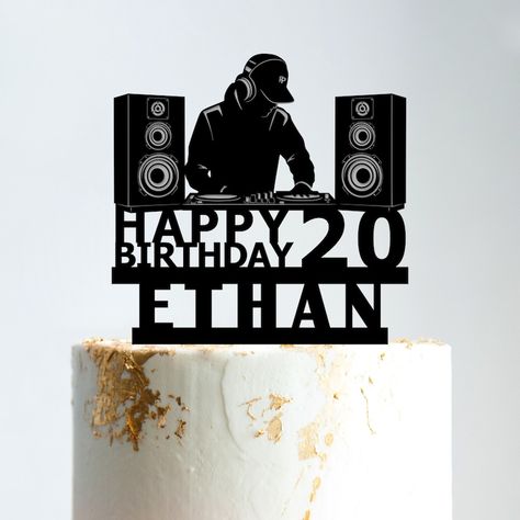 DJ Cake Topper, DJ Birthday Cake Topper, Musician Birthday Cake Topper, Happy Birthday DJ Topper, Disc Jockey Cake Topper, Music Topper,b37 - Etsy UK Dj Birthday Cake, Music Birthday Cake, Microphone Cake, Musician Birthday, Happy Birthday Dj, Dj Cake, Dj Decks, Music Birthday, Disc Jockey