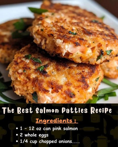 Ingredients 1 (12 oz) can pink salmon 2 whole eggs 1/4 cup chopped onions 1/4 cup chopped peppers... Canned Pink Salmon Recipes, Pink Salmon Recipes, Best Salmon Patties, Salmon Recipes Oven, Canned Salmon Recipes, Best Salmon, Salmon Patties Recipe, Patties Recipe, Salmon Patties