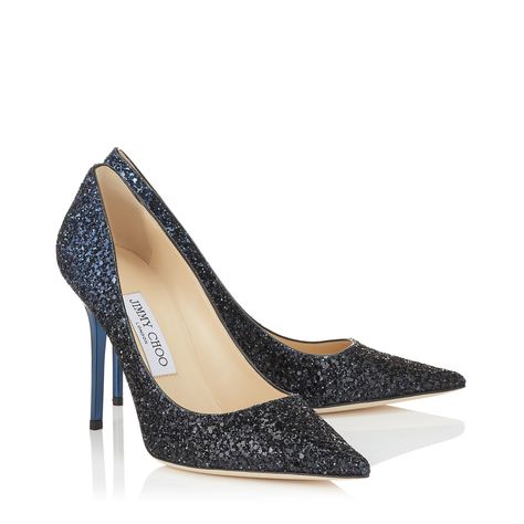 ABEL Black Glitter Shoes, Navy Blue Pumps, Navy Blue Shoes, Jimmy Choo Pumps, Glitter Pumps, Jimmy Choo Heels, Shoes Luxury, Glitter Shoes, Fashion High Heels