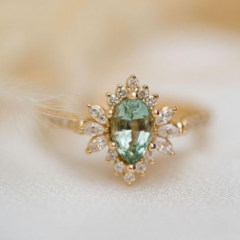 Teal Diamond Engagement Ring, Lavender Creek Gems, Teal Engagement Ring, Aquamarine Engagement Ring Vintage, Engaged Ring, Wedding Ring Tattoo, Dream Rings, Wedding Aesthetics, January Wedding