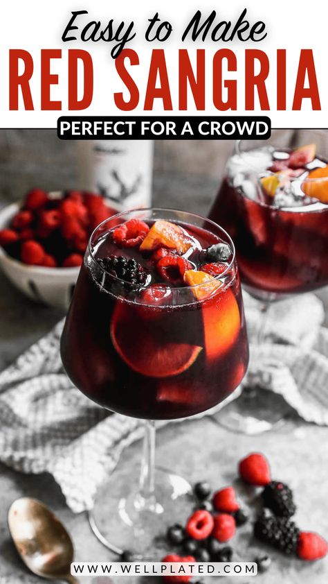 This refreshing red sangria recipe is the absolute best! Citrus, berries, and a splash of brandy make this red wine sangria the ultimate party drink. Party Sangria, Red Wine Sangria Recipe, Red Sangria Recipe, Sangria Summer, Wine Sangria Recipe, Fruity Sangria, Best Sangria Recipe, Frozen Sangria, Red Sangria Recipes