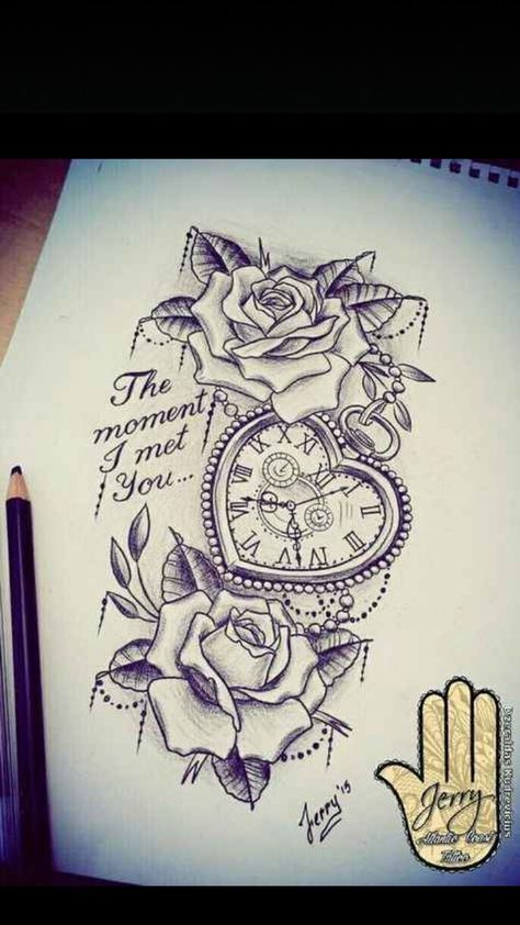 Kunst Tattoos, Tattoo Trend, Tattoo Zeichnungen, Half Sleeve Tattoos For Guys, Cat Tattoos, Tiny Tattoo, Clock Tattoo, Rose Tattoo Design, Baby Tattoos