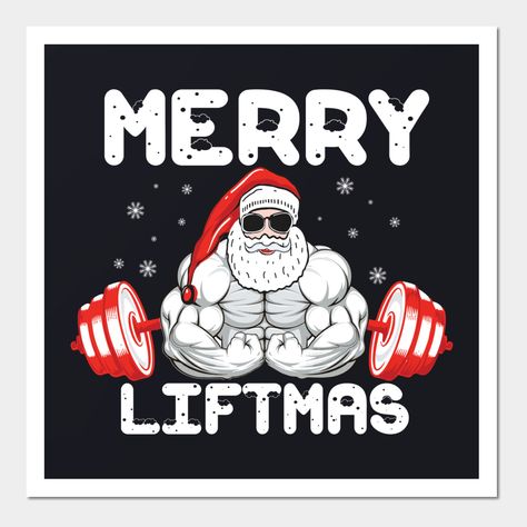 The Merry Liftmas T-Shirt is perfect as a Christmas gift. If you love your Gym this strong Santa Claus T-Shirt is for you. If you are training for Powerlifting, Weightlifting, Bodybuilding or Fitness in general and are a men or women then its for you.As a Christmas present for Gymlovers, Fitnesslovers and Fitnessfreaks that are lifting. Do you like funny slogans? Merry Liftmas T-Shirt is for you. The Strong Santa Claus will bring you a lot of gifts at Christmas maybe this T-Shirt is one of the g Crossfit Christmas, Funny Gym Motivation, Gym Slogans, Best Gym Quotes, Workout Wall, Funny Gym Shirts, Gym Poster, Workout Muscle, Christmas T Shirt Design