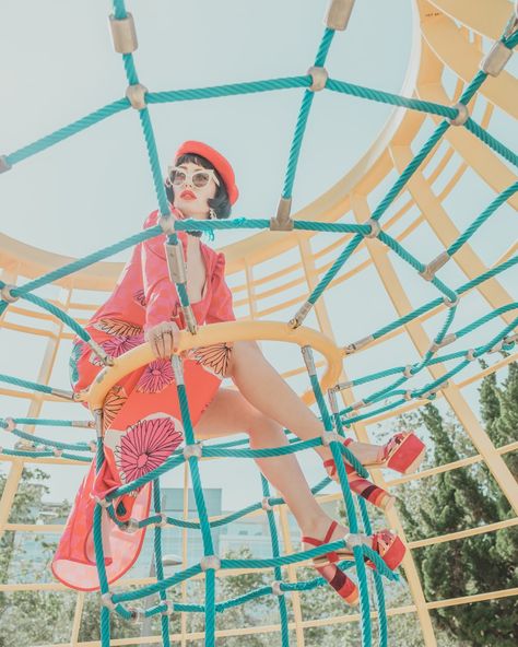 High Fashion Playground Photoshoot, Playground Fashion Photoshoot, Fun Fashion Photography, Fun Fashion Shoot, Playground Photoshoot Aesthetic, Playground Shoot, Photo Shoot Themes, Playground Photo Shoot, Fun Photoshoot Ideas