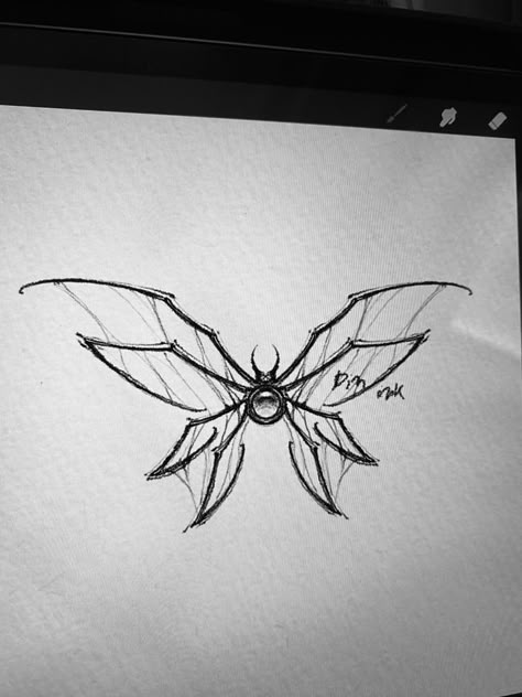 Spider Butterfly Drawing, Spider And Butterfly Tattoo, Spiderweb Butterfly Tattoo, Cybersigilism Tattoo Butterfly, Spider Butterfly Tattoo, Creepy Butterfly Tattoo, Eye Butterfly Tattoo, Spiderweb Butterfly, Spider And Butterfly