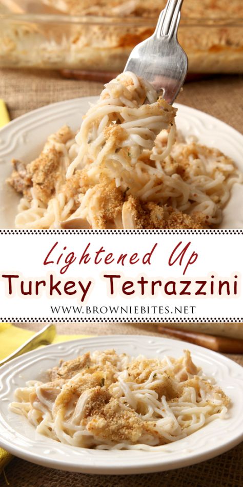 Turkey Tettrazini Healthy, Turkey Tetrazzini Recipe, Organic Soup, Turkey Tetrazzini, Pasta Substitute, Low Calorie Chicken, Classic Turkey, Clean Dinners, Shredded Turkey