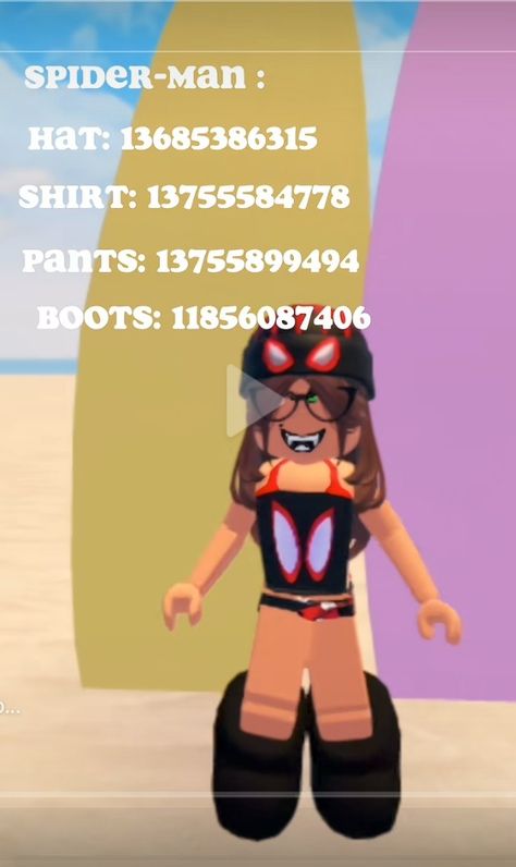 Spider Man Pjs Roblox Codes, Berry Avenue Spider Man Outfit Codes, Berry Ave Spider Man Codes, Cool Instagram Profile Pictures, Spiderman Girl, Spiderman Outfit, Brown Hair Roblox, Berry Codes, Preppy Decal