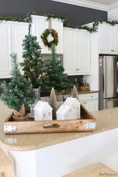 Flocked Tree, Evening Time, Bedroom Christmas, Christmas Decor Inspiration, Christmas Kitchen Decor, I'm Crazy, Christmas Inspo, Farmhouse Christmas Decor, Twinkle Lights