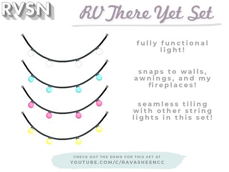 The Sims Resource - Tileable Trailer String Lights - Small Style 2 Sims 4 Cc String Lights, Palette Wall, Bulb Lights, Sims 4 Clutter, Bulb String Lights, Wall Flag, Twin Bed Frame, Retro Sign, Sims Community