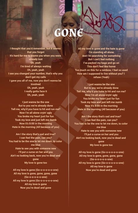 Gone By Rose Lyrics, Gone Rose Blackpink Lyrics, Kpop Easy Lyrics, Gone Rose Lyrics, Rose Gone Lyrics, Songs To Sing Lyrics, Black Pink Song Lyrics, K Pop Songs Lyrics, Korean Song Lyrics Kpop