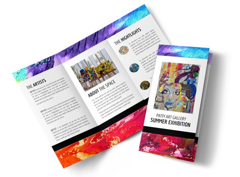 Art Gallery Brochure Template | MyCreativeShop Art Gallery Brochure Design, Museum Brochure Design, Art Exhibit Flyer, Art Museum Brochure, Museum Brochure Design Layout, Free Brochure Template, Postcard Template, Professional Templates, Graphic Design Projects