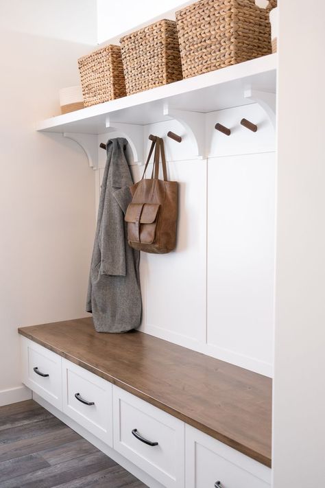 Built In With Bench, Entrance Renovation, Mudroom Shelves, Mudroom Shelf, Custom Mudroom, Entryway Storage Shelf, Built In Bench Seating, Entrance Bench, Custom Bench Seating