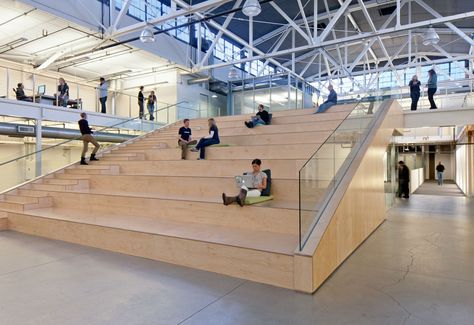 Gallery of Atlassian Offices / Studio Sarah Willmer - 4 Tiered Seating, Luxury Bus, Architecture Office, Wood Interiors, Bleachers, Studio Photo, Office Interior Design, Secondary School, Office Building