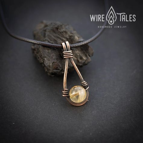 Wire Wrapped Necklace For Men, Copper Wire Pendant, Simple Wire Wrapped Pendant, Elven Necklace, Copper Necklace Pendant, Wire Wrapped Stone Jewelry, Wire Wrap Jewelry Designs, Wanderlust Jewelry, Copper Wire Jewelry