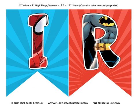 FREE Superhero Alphabet Template | ellierosepartydesigns.com Superhero Alphabet Printable Free, Superhero Letters Printable Free, Free Superhero Printables, Superhero Printables Free, Happy Birthday Superhero, Avengers Party Decorations, Super Hero Letters, Bday Banner, Superhero Printables