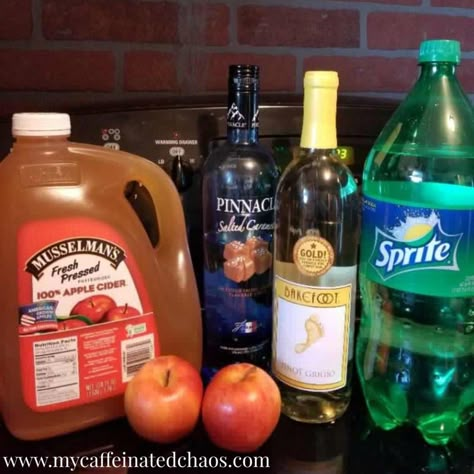 Caramel Apple Cider Sangria Carmel Apple Cider Sangria Recipe, Apple Sangria Recipes, Apple Cider Sangria Recipe, Fall Sangria Recipes, Caramel Apple Sangria, Caramel Apple Cider, Spiked Apple Cider, Apple Sangria, Cider Sangria