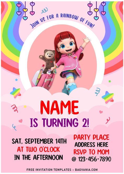 Rainbow Ruby Birthday Theme, 4th Grade Spelling, Rainbow Ruby, Cafe Theme, Pastel Wedding Invitations, Rainbow Birthday Invitations, Rainbow Invitations, 32 Birthday, 34th Birthday