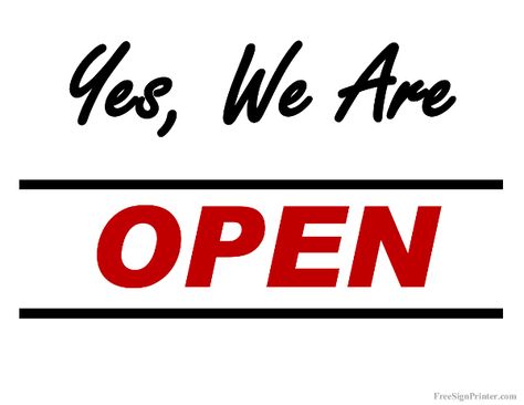 Printable We are Open Sign - Print Open Signs Open For Business Sign, Nail Technician Quotes, We Are Open Sign, Yes We Are Open, Pet Grooming Business, Business Marketing Design, Open & Closed Signs, Sorry We Are Closed, Open Sign