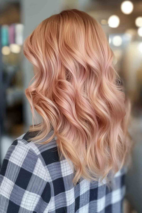 25%20Beautiful%20Fall%20Hair%20Colors%20for%20Blondes%20This%20Season Natural Rose Gold Hair, Rose Gold On Blonde Hair, Balayage Hair Rose Gold, Blonde With Rose Gold, Rose Gold Bayalage, Balayage Hair Rose, Rose Gold Hair Blonde, Fall Hair Colors For Blondes, Rose Gold Blonde