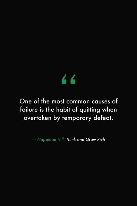 Think And Grow Rich Book Quotes, Defeat Quotes, Think And Grow Rich Quotes, Think And Grow Rich Book, Defeated Quotes, Books For Young Adults, Champion Mindset, Athleisure Inspo, Progress Quotes