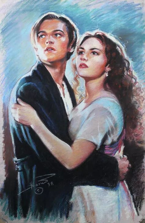 Fantastic picture of Jack & Rose (Artist Unknown) | Titanic Titanic Jack And Rose, Titanic Drawing, Rose Titanic, Titanic Art, Super Drawing, Titanic Leonardo Dicaprio, Jack And Rose, Drawing Rose, Jack Rose