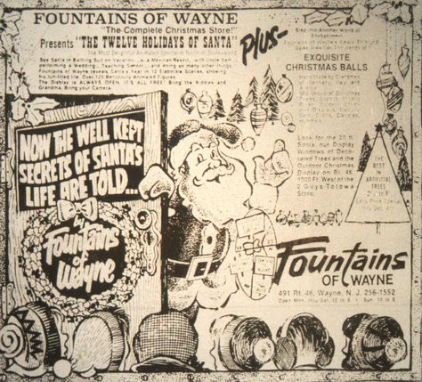 Fountains of Wayne Ad in Wayne NJ 1974 Pop Band took their name from this place. Fountains Of Wayne, Garden State Plaza, College Walls, Photo Board, Garden State, Photo Boards, All Things New, Christmas Store, Collage Wall