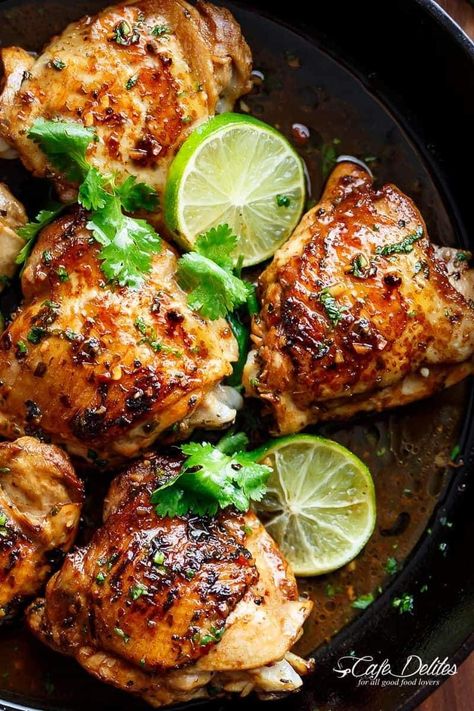 Cumin Chicken, Oven Baked Chicken Thighs, Lime Chicken Recipes, Cafe Delites, Lime Recipes, Cilantro Lime Chicken, Baked Chicken Thighs, Lime Chicken, Carne Asada