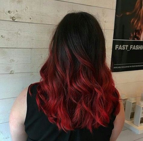 Foxy Red: Stylish Hairstyle Ideas for Fox-Red Hair Red Hair Fading Out, Black Fade To Red Hair, Black Hair Fading Into Red, Black Faded To Red Hair, Ombre Red Hair Color For Brunettes, Red Hair Color Tips, Black And Red Hair Ombre, Black Fading Into Red Hair, Red Dyed Ends Of Hair