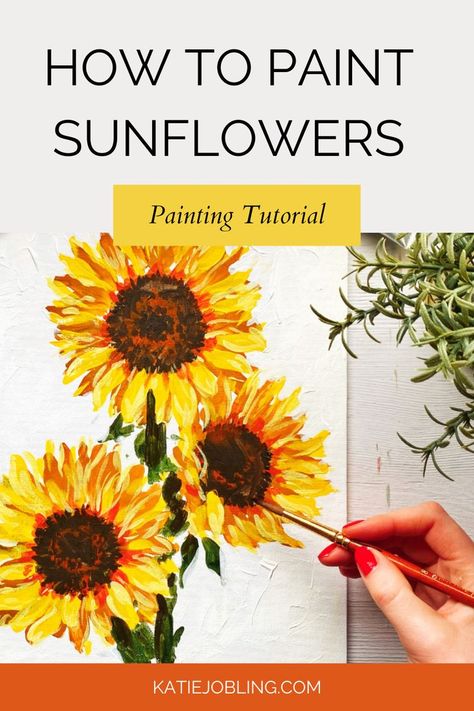 Sunflower painting Sunflower Painting Tutorial, Pink Sunflower Painting, How To Paint Sunflowers Acrylic Easy, Easy Sunflower Painting Step By Step, Paint Sunflower, Painting Sunflowers Easy Step By Step, Sunflower Painting Acrylic Easy, How To Paint A Sunflower Step By Step, How To Paint Sunflowers