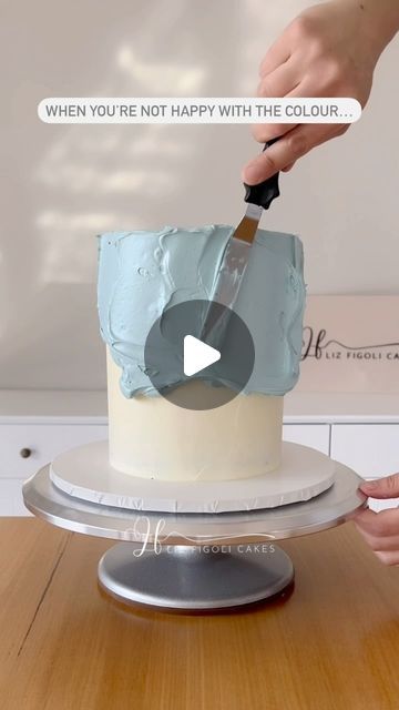 LIZ FIGOLI CAKES on Instagram: "Is it just me or is getting the right shade of colour the most time consuming task… especially blue? 🫣

I often use multiple different shades to achieve the colour I want, I found the first blue too dark and too blue on the cake, so I scraped it off, made it lighter and adjusted the shade and started again 🩵

Save and follow for more @lizfigolicakes 🤍

#caketutorial #baking #bakingtips #bakingtutorial #cakedecoratingtips #cakedecorating #cakedecorator #cakeartist #cakeart #cake #cakes #caker #cakesofinstagram #cakesofillawarra #shellharbour #smallbusiness #cakereel #cakereels #reels #reelsinstagram #reelsvideo #reelsviral #reelslovers #reelstrending" Blue Icing, Baking Tutorial, Is It Just Me, Finding The One, Colorful Cakes, Cake Tutorial, Cake Decorating Tips, Baking Tips, Tiffany Blue