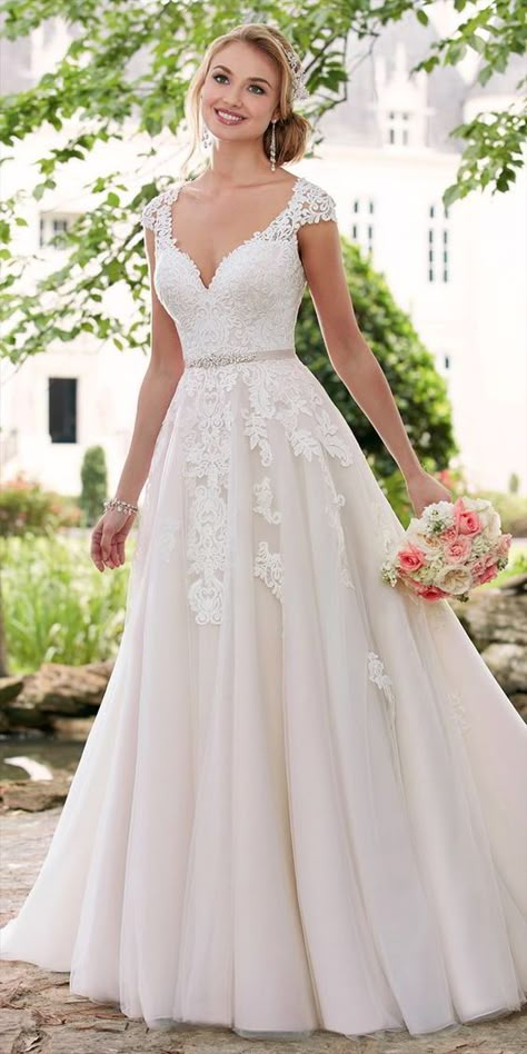 Popular Wedding Dresses, Wedding Dress Cap Sleeves, Timeless Wedding Dress, Pretty Wedding Dresses, Wedding Dresses 2020, White Wedding Dress, Stella York, Cute Wedding Dress, Dream Wedding Ideas Dresses