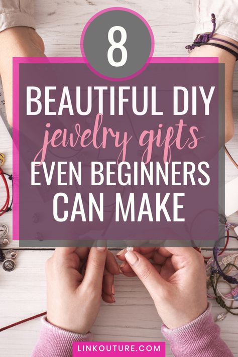 Check out these 8 easy handmade jewelry gifts for women, each with 5 materials or less. They each use one simple technique, so even if you\'re a beginner, you\'ll be able to whip up a gorgeous DIY bracelet, pair of earrings, or necklace in no time. Find the best handmade gifts for friends, mom, or coworkers. Click here to check out the ideas! #jewelrymaking #handmadegifts Easy Jewelry Making Ideas, Diy Jewelry Making Tutorials, Diy Jewelry To Sell, Handmade Gifts For Friends, Diy Jewelry Gifts, Easy Jewelry, Jewelry Diy Bracelets, Easy Diy Jewelry, Easy Diy Gifts