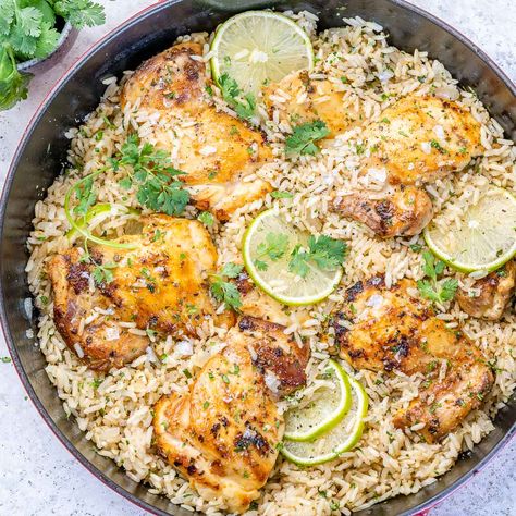 Cilantro Lime Chicken Rice Skillet, Creamy Cilantro Lime Chicken, Cilantro Rice And Chicken, Cilantro Lime Chicken Side Dishes, Cilantro Lime Chicken Meal, One Pan Cilantro Lime Chicken And Rice, Cilantro Lime Rice Dinner Ideas, Meals With Cilantro Lime Rice, Lime Chicken Rice Bowl