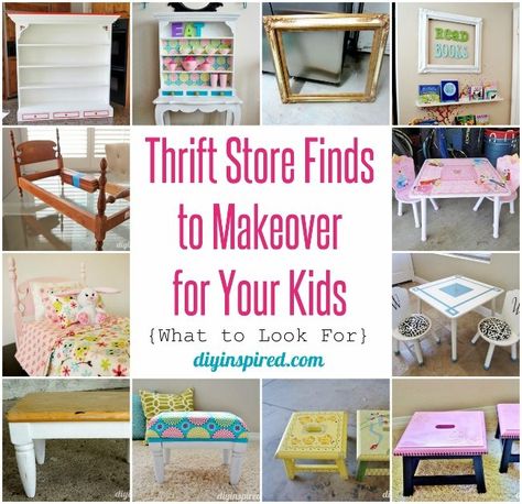 Thrift Store Finds to Makeover for Your Kids Upcycled Furniture Before And After, Furniture For Kids, Diy Kids Furniture, Upcycled Furniture Diy, Thrift Store Furniture, Children's Furniture, Thrift Store Crafts, Diy Projects For Kids, Refurbished Furniture