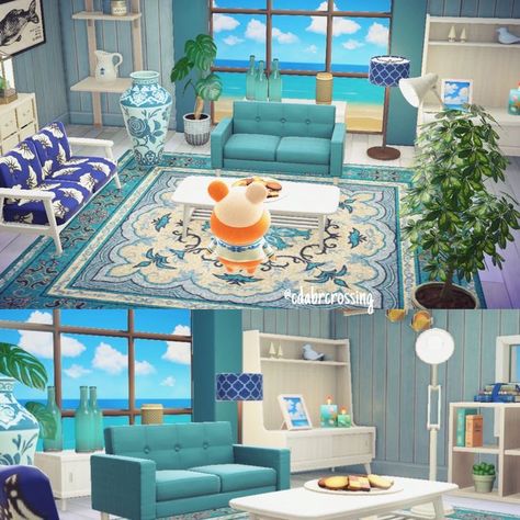 A Relaxing Summer Home Acnh, Happy Home Paradise Home Ideas, Acnh Beach Interior, Animal Crossing Beach House Interior, Acnh Beach House Interior, Acnh Happy Home Paradise Ideas, Happy Home Paradise Ideas, Animal Crossing Happy Home Paradise, Acnh Happy Home Paradise